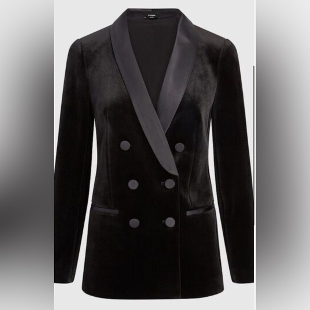 EXPRESS VELVET SHAWL COLLAR DOUBLE BREASTED TUXEDO BLAZER